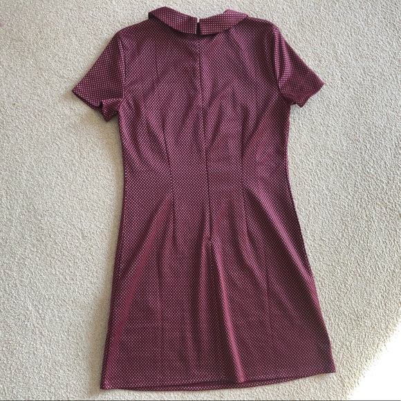 Forever 21 Burgundy Short Sleeve Collar Dress M - Picture 7 of 9